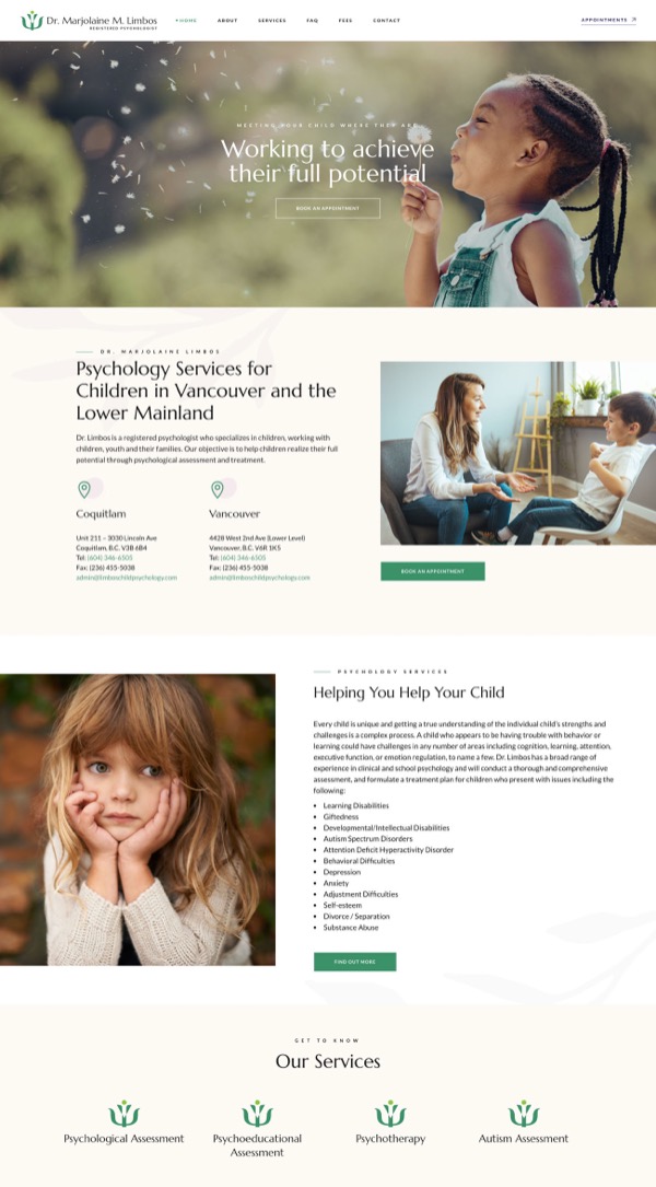 Dr Limbos Child Psychologist website