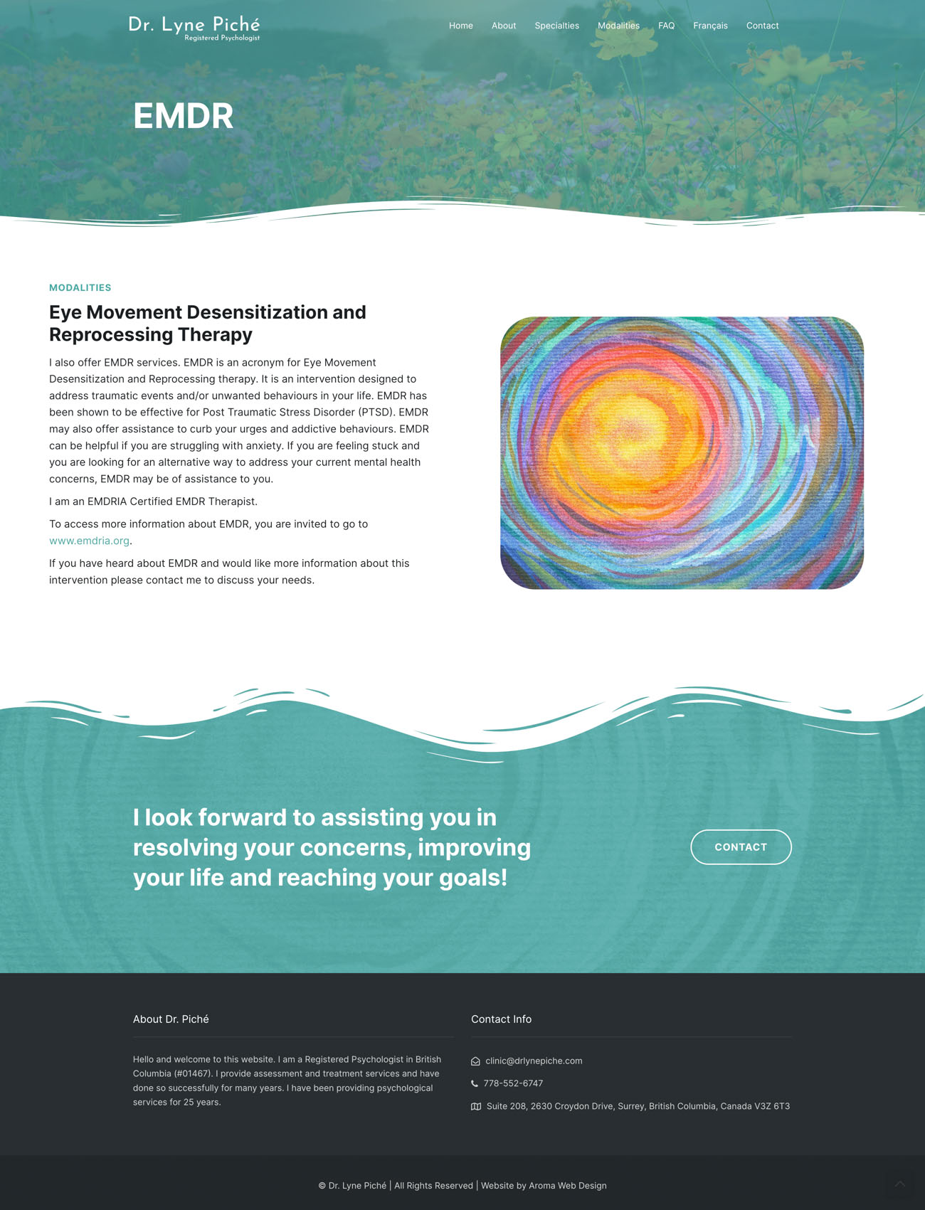 Dr. Lyne Piche website, screen 2