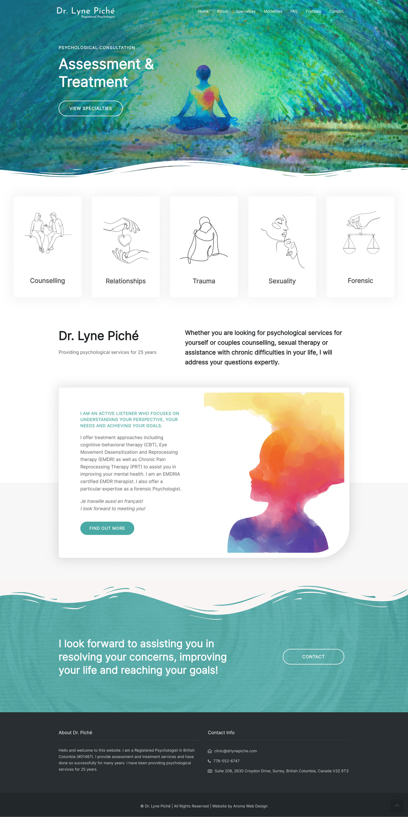 Dr. Lyne Piche website, screen 1