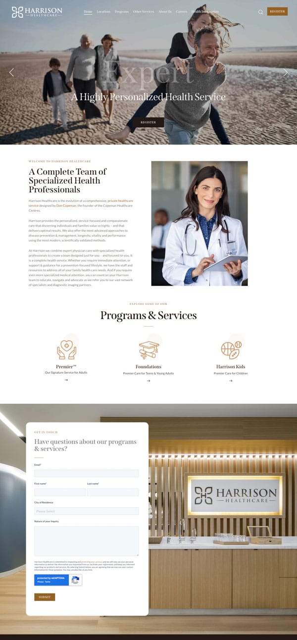 Harrison Healthcare website design