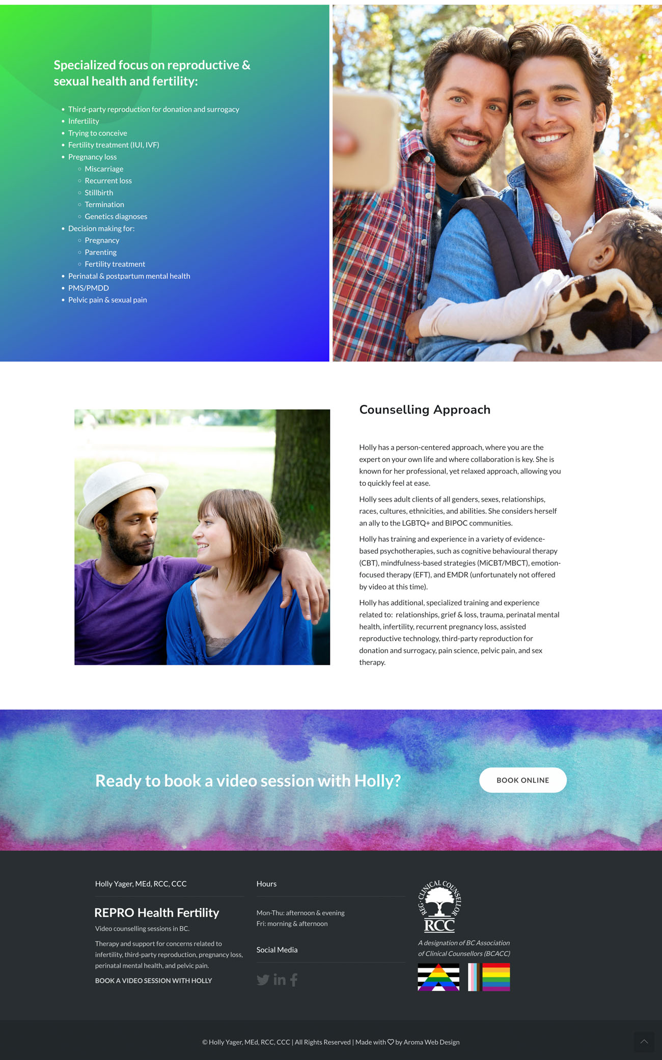 Holly Yager Fertility Counsellor website, screen 3