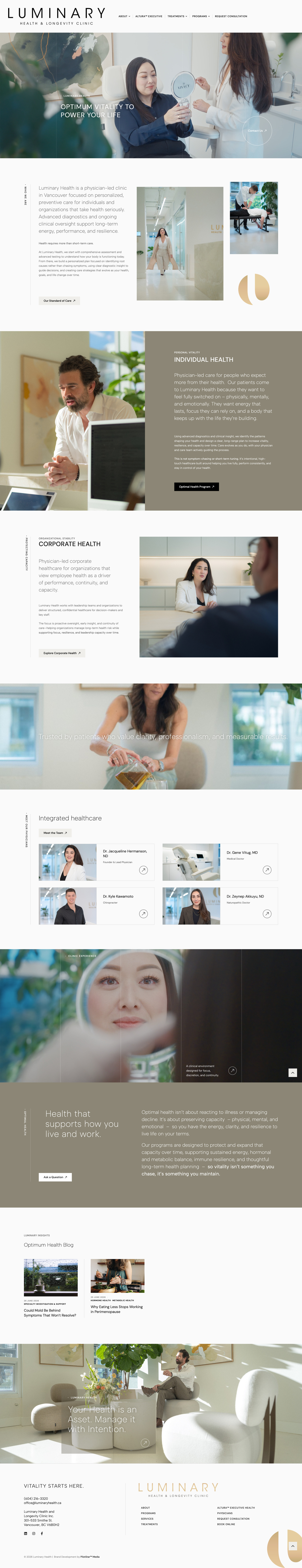 Luminary Health website, screen 1