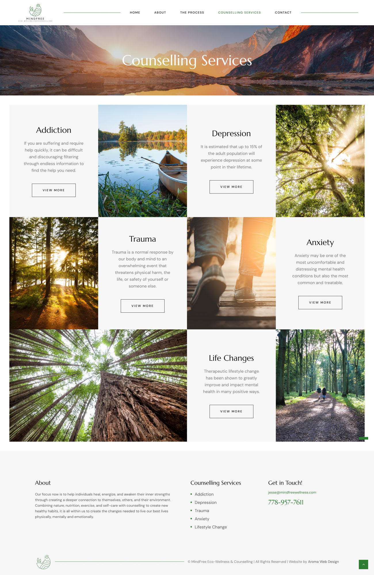 Mindfree Wellness website, screen 2