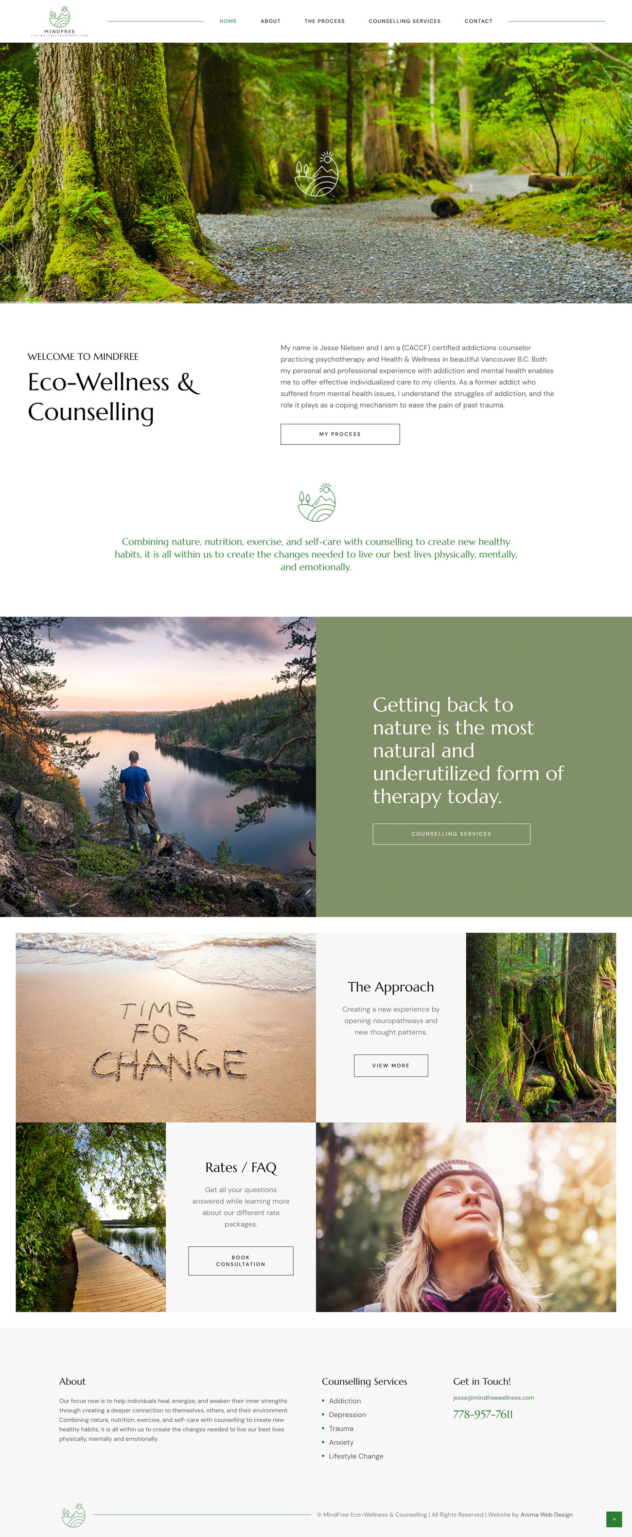 Mindfree Wellness website, screen 1