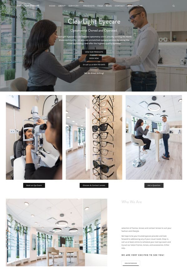 Optometry Brand Design website design