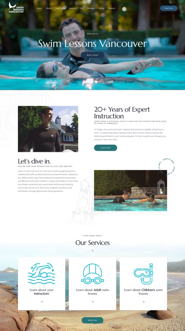 Swim School website preview