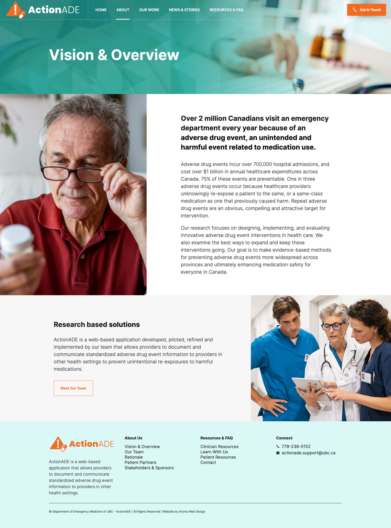 UBC Medical Research / ActionADE website, screen 2
