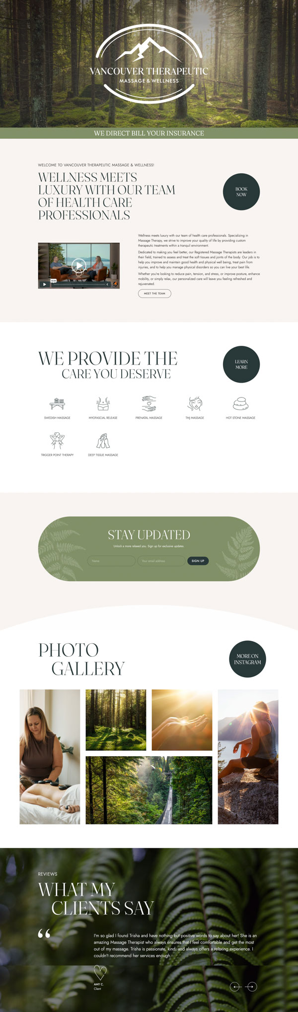 VTM Wellness massage therapy website design